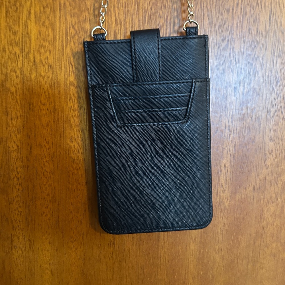 Steve Madden Mini Black Phone Crossbody with Gold Chain - Picture 4 of 10